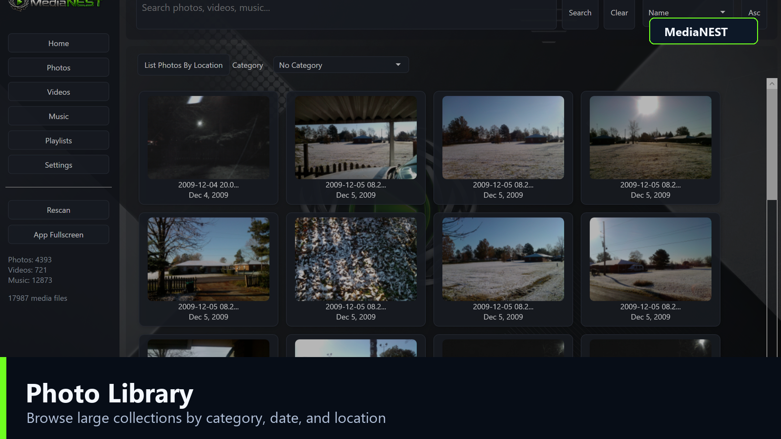 MediaNest photos page screenshot