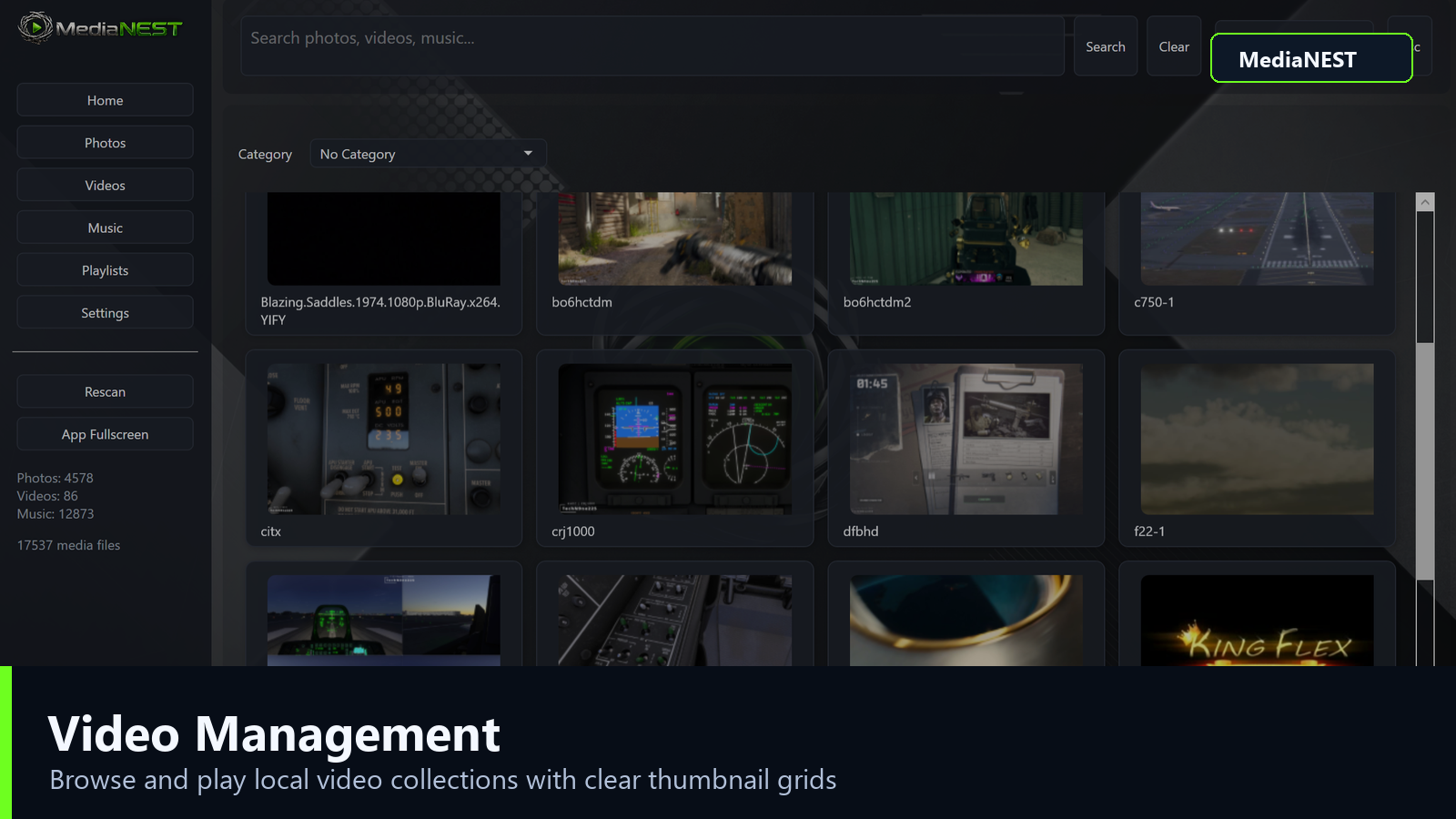 MediaNest videos page screenshot